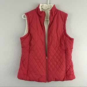 Izod Vest Coat Pretty Pink Reversible Puffer to Fluffy Fleece Vest Sz Medium